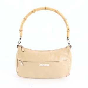 Gucci Bamboo 001 3865 Leather Handbag/One-Hand Buckle Tote Bag, Beige, Women's